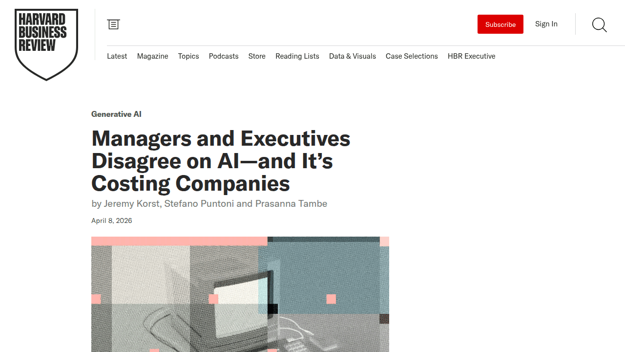 Harvard Business Review — Managers and Executives Disagree on AI — and It's Costing Companies